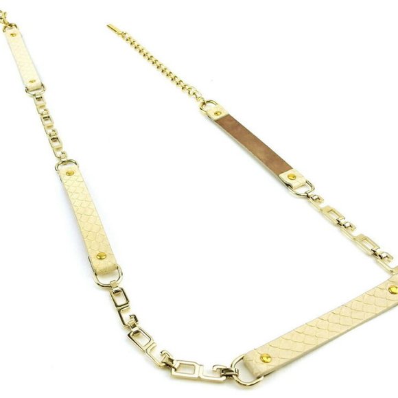 DOLCE & GABBANA Belt Python Beige Python Leather ~ Gold Bracket AUTH USED L3549 - Picture 4 of 8